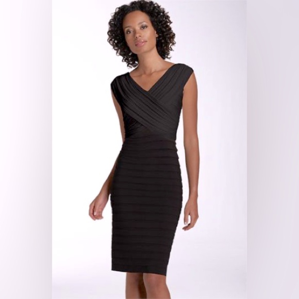 Adrianna Papell Pleated Little Black Dress • 6